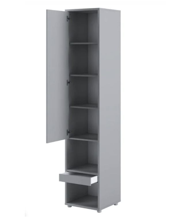 Lit escamotable vertical gris mat avec 2 armoires de rangement Noby - Photo n°8