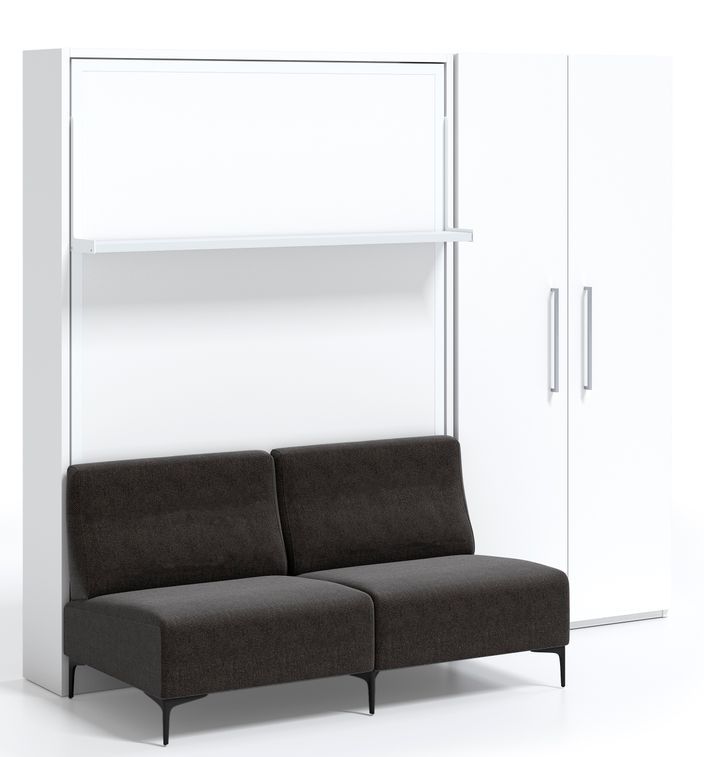 Lit escamotable verticale avec canapé et armoire Marko 160x200 - Photo n°1