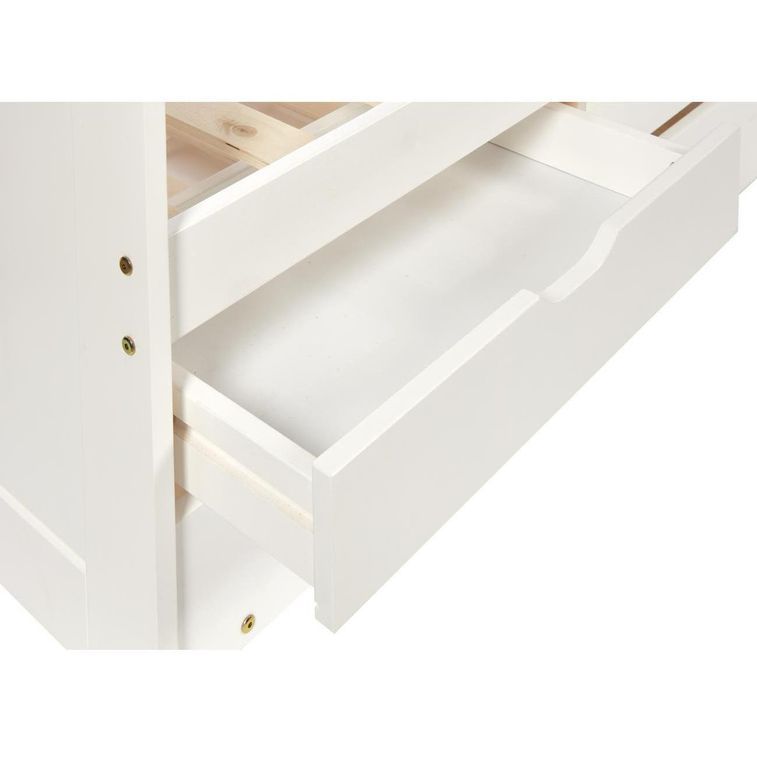 Lit gigogne 4 tiroirs pin massif blanc Cezar 90x190 cm - Photo n°6