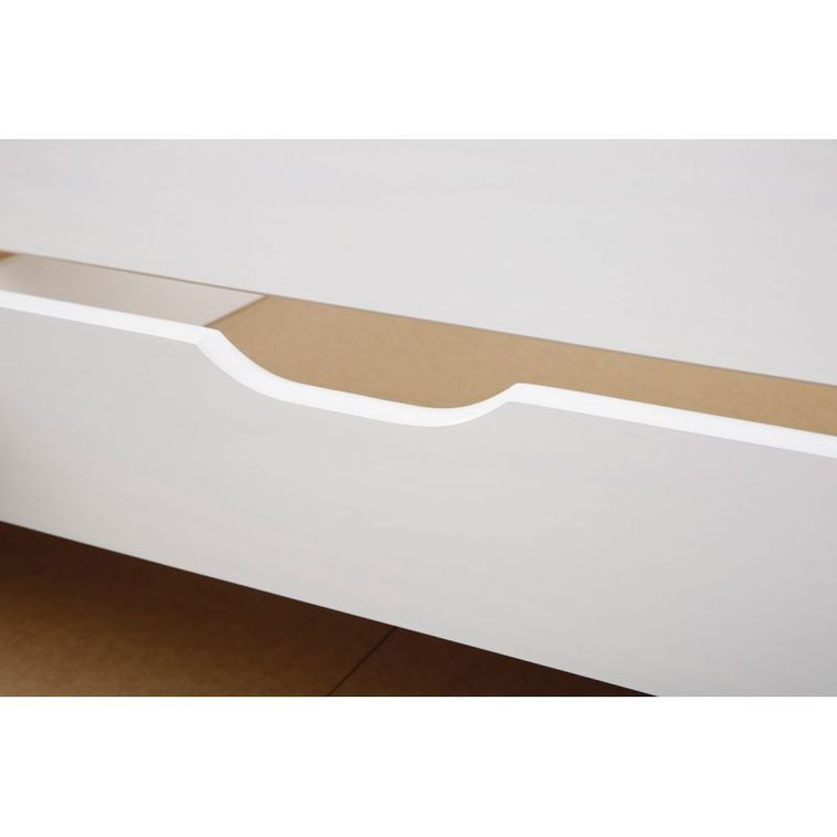 Lit banquette 3 tiroirs et 1 tiroir lit pin massif vernis blanc Eureka 90x190 cm - Photo n°3