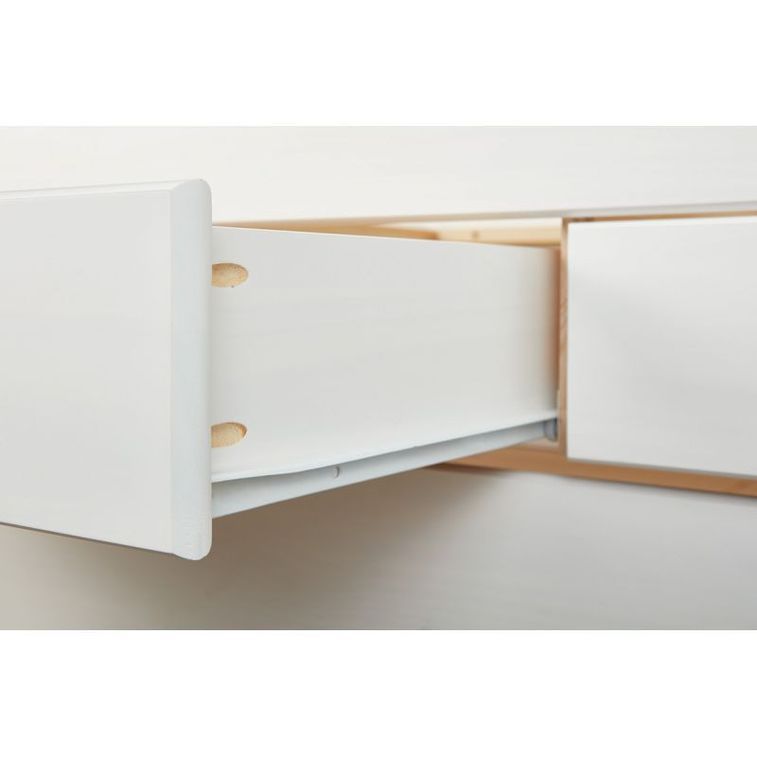 Lit banquette 3 tiroirs et 1 tiroir lit pin massif vernis blanc Eureka 90x190 cm - Photo n°5