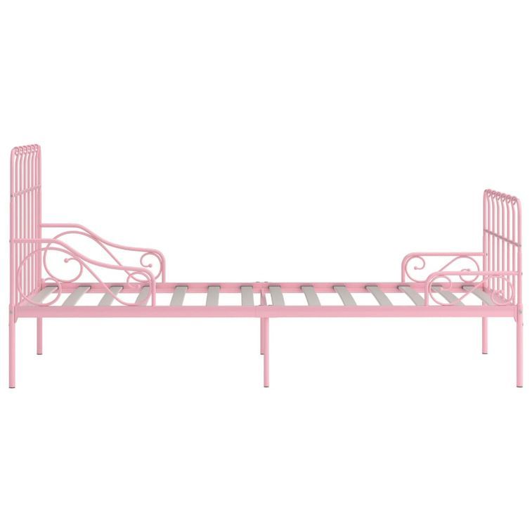 Lit métal rose tête de lit barreaux 90x200 cm - Photo n°4
