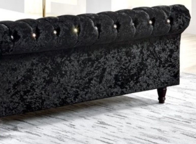 Lit moderne tête de lit haute capitonnée tissu noir Kapy 160x200 cm - Photo n°5