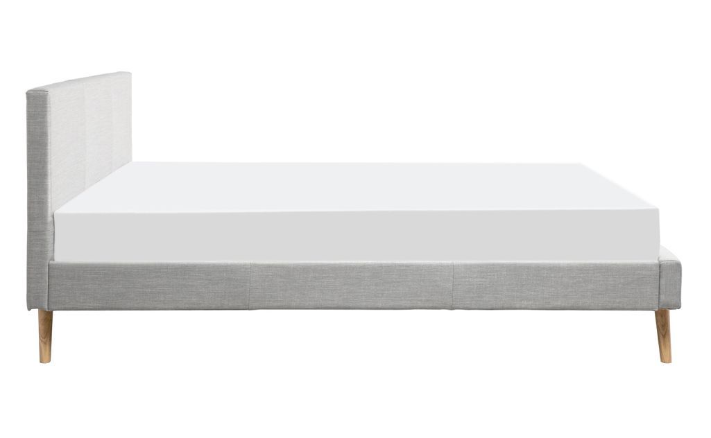 Lit scandinave tissu gris clair avec sommier à lattes 140x190 cm Lina - Photo n°5