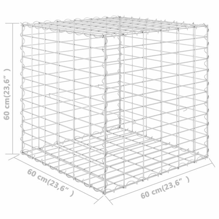 Jardinière cube à gabion Fil d'acier 60x60x60 cm - Photo n°5