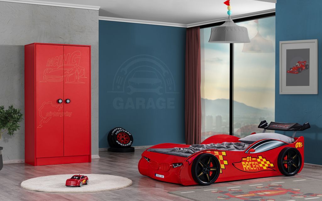 Lit voiture de sport rouge Racer 90x190 cm - Photo n°3