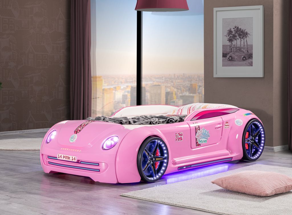 Les Tendances - lit voiture pink love rose