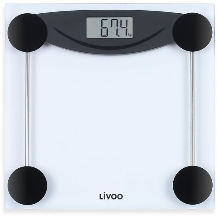 LIVOO DOM426N- Pese-personne électronique - Plateau en verre trempé et écran LCD - Pesée jusqu'a 180 kg - Graduation au 100 gr - Photo n°1