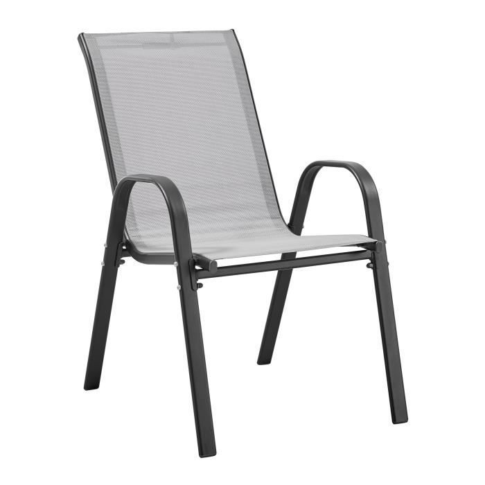 Lot de 2 fauteuils - Acier et textile - Hauteur du siege : 41 cm - Couleur gris - Photo n°3