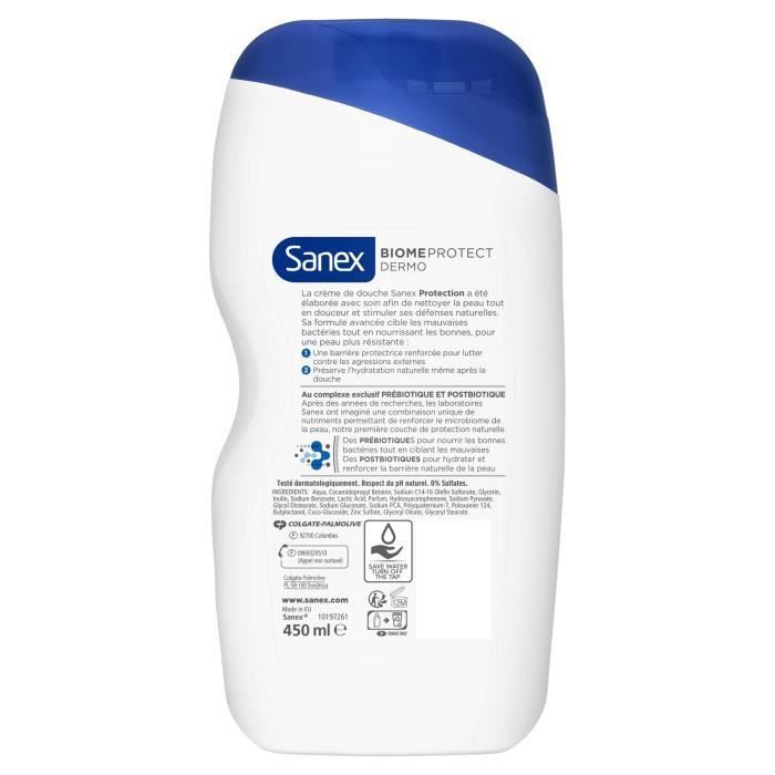 [Lot de 6] SANEX Gels douches Biome Protect Dermo Protection - 450 ml - Photo n°3