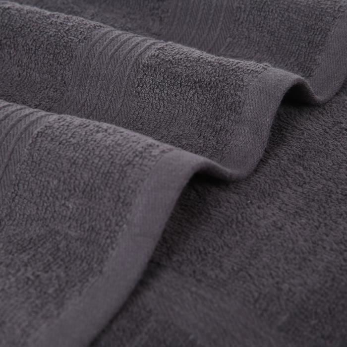 Lot de 9 serviettes de bain ESSENTIAL - 100% Coton - 50 / 90 / 130 cm - Coloris fusain et acier - TODAY - Photo n°5