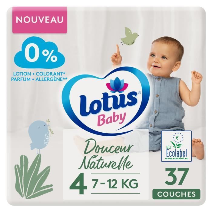 LOTUS BABY Couches Douceur Naturelle taille 4 - 7 a 12 kg - Le paquet de 37 couches - Photo n°1