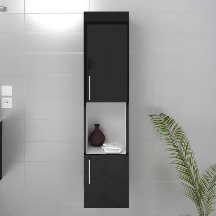 LUNA / LIMA Colonne de salle de bain L 25 cm - Noir brillant - Photo n°3