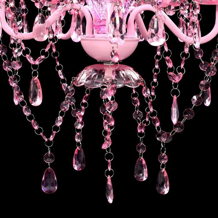 Lustre avec 5 ampoules Crystal rose - Photo n°5