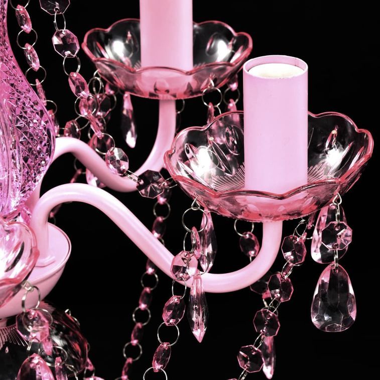 Lustre avec 5 ampoules Crystal rose - Photo n°6