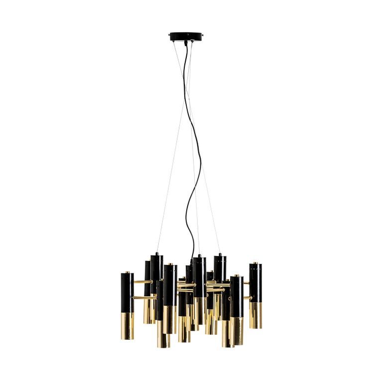 Lustre design acier noir et doré 13 ampoules Lina 60 cm - Photo n°3