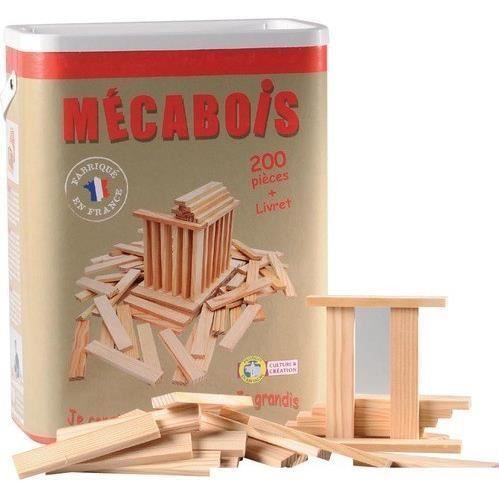 Mécabois - Baril de 200 pieces - Jeux de constructions planchettes en bois - Fabriqué en France - Photo n°1