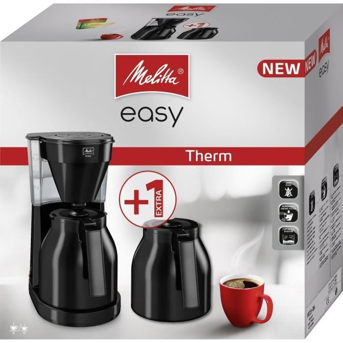 MELITTA Easy Therm II - Cafetiere filtre 1L - 1050 W + 2eme verseuse - Noir - Photo n°2
