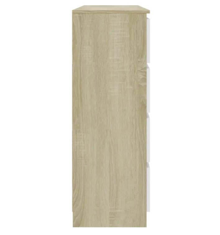 Meuble 8 tiroirs bois blanc et chêne clair Agency 140 cm - Photo n°5