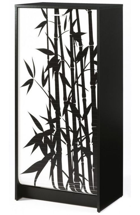 Meuble à chaussures noir rideau bambou suisse 21 paires Shoot 58 cm - Photo n°1