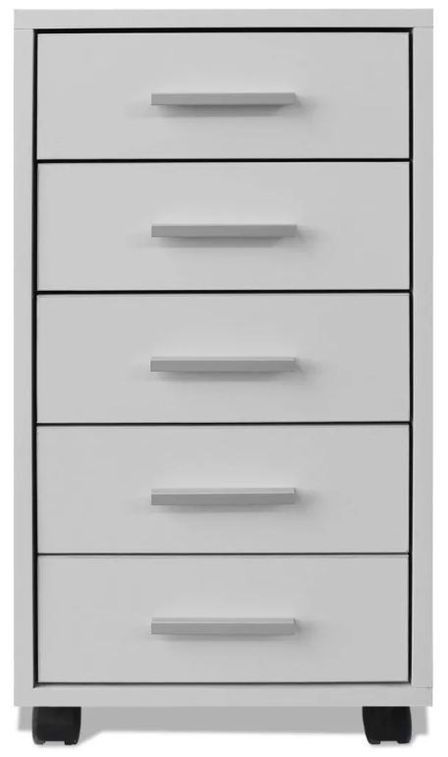 Meuble de rangement 5 tiroirs blanc Kapci - Photo n°3