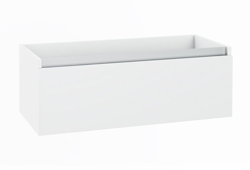 Meuble de salle de bain bois laqué blanc 1 tiroir Teph L 100 cm - Photo n°1