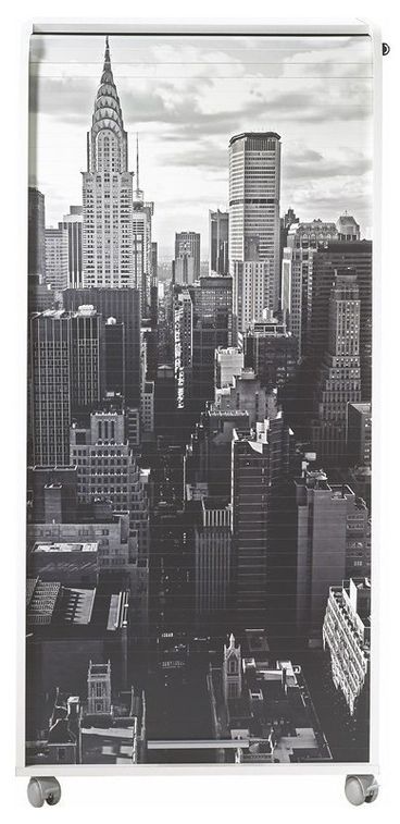 Meuble informatique à rideau blanc imprimé New York Orga - Photo n°1