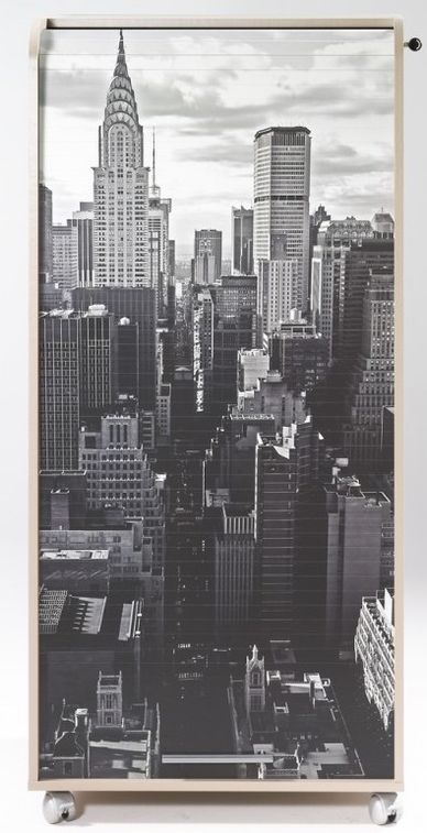 Meuble informatique à rideau taupe imprimé New York Orga - Photo n°1