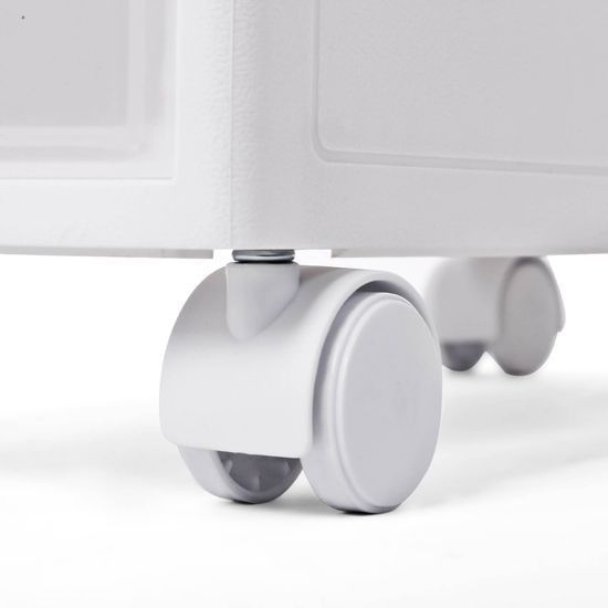 Meuble rangement plastique blanc sur roulettes 4 casiers - Photo n°5