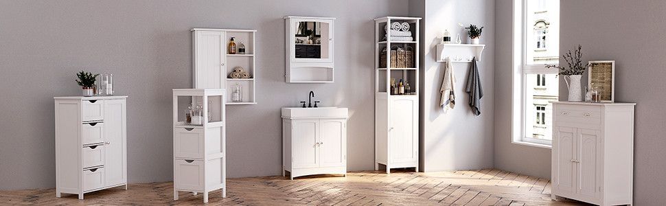Meuble salle de bain bois blanc 1 tiroir et 2 casiers persiennes - Photo n°9