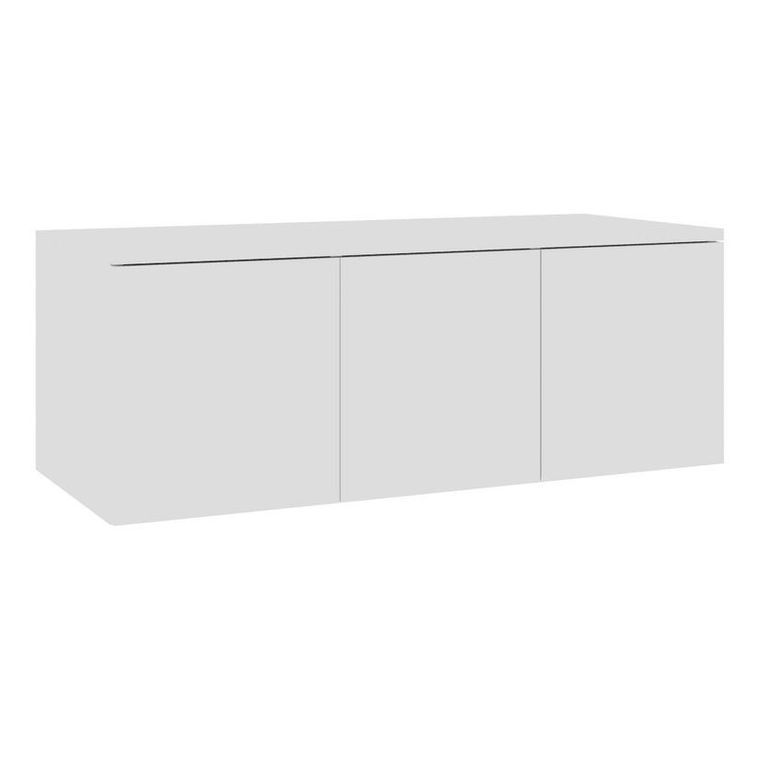 Meuble TV 3 tiroirs bois blanc brillant Onic 80 cm - Photo n°4