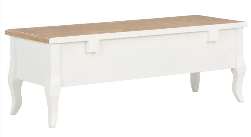 Meuble TV 3 tiroirs pinède blanc et beige Dean 100 cm - Photo n°3
