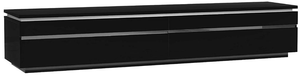 Meuble TV à LED 2 portes bois laqué noir Kiela - Photo n°1