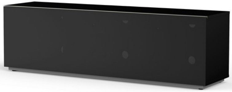 Meuble TV avec espace barre de son bois noir et tissu Axel 160 - Photo n°1