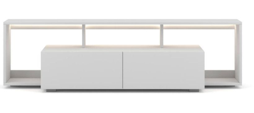 Meuble Tv blanc mat avec éclairage 1 porte Lukio 150 cm - Photo n°3