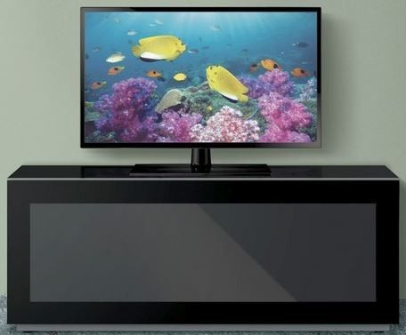 Meuble TV bois noir et verre Axel 120 cm - Photo n°3