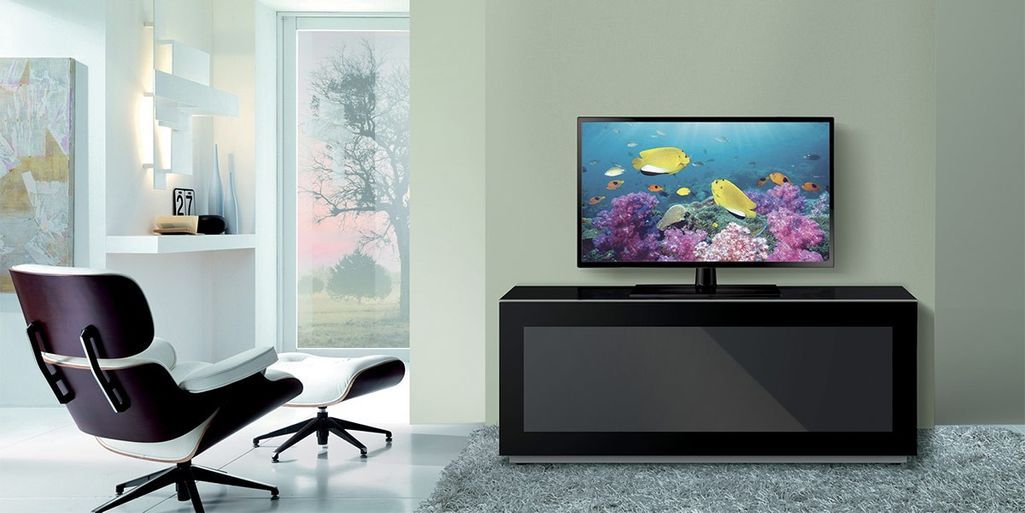 Meuble TV bois noir et verre Axel 120 cm - Photo n°4