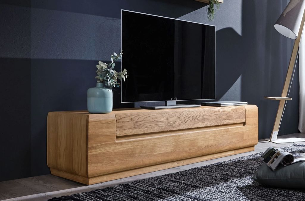 Meuble TV en bois massif de chêne miel Divina 180 cm - Photo n°6