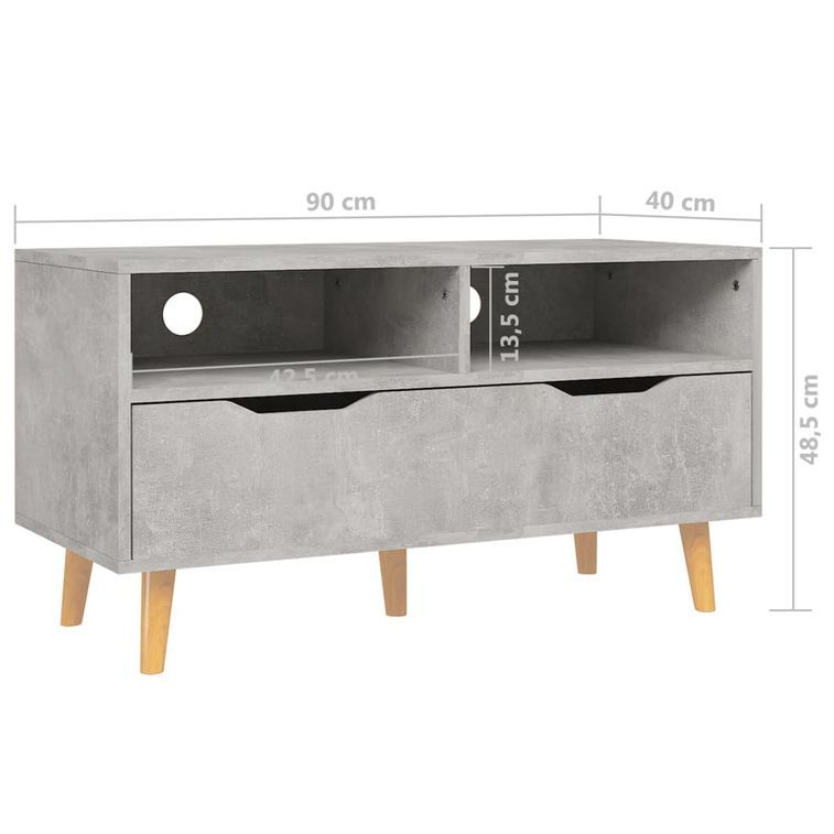 Meuble TV Gris béton 90x40x48,5 cm Scandy - Photo n°7