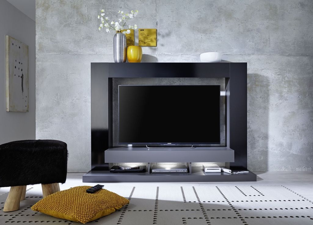 Meuble TV laqué noir à led Luxo - Photo n°11