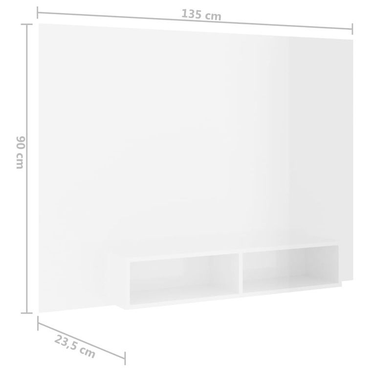 Meuble TV mural Blanc brillant 135x23,5x90 cm - Photo n°8