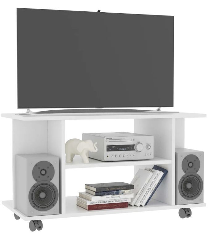 Meuble TV sur roulettes bois blanc mat Java - Photo n°1