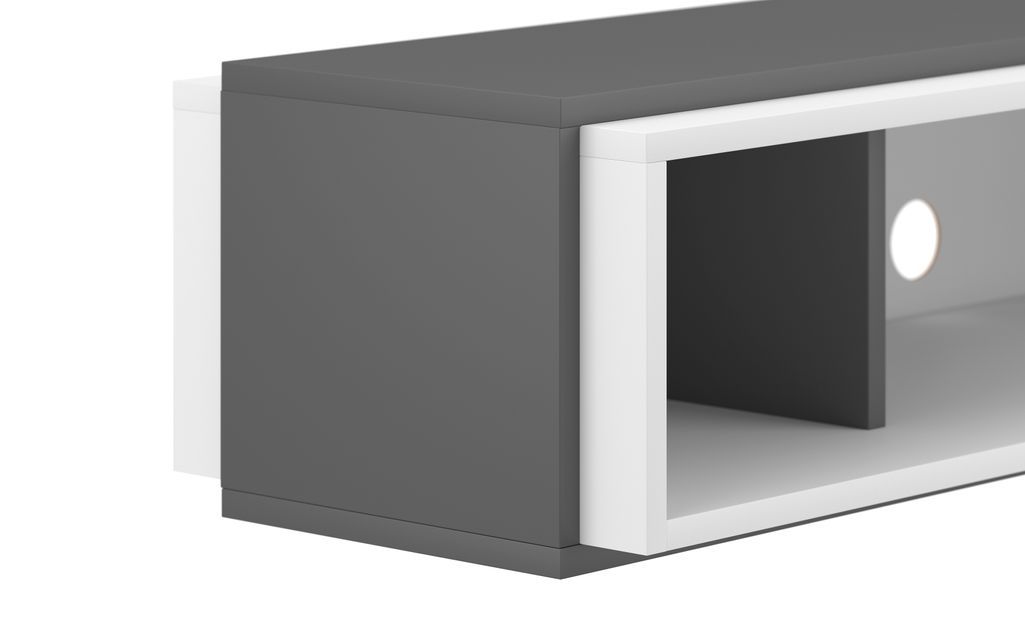 Meuble TV suspendu blanc et gris Kinda 153 cm - Photo n°6