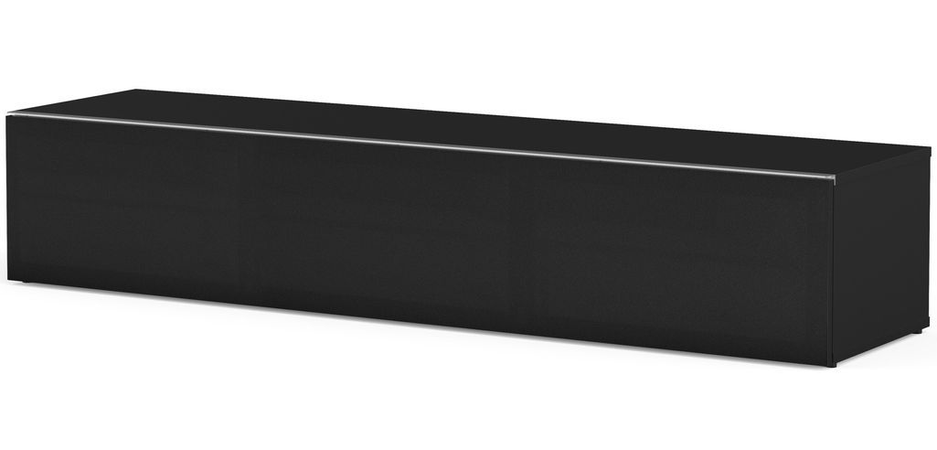 Meuble TV tissu acoustique et mélaminé noir Dallas 160 cm - Photo n°1