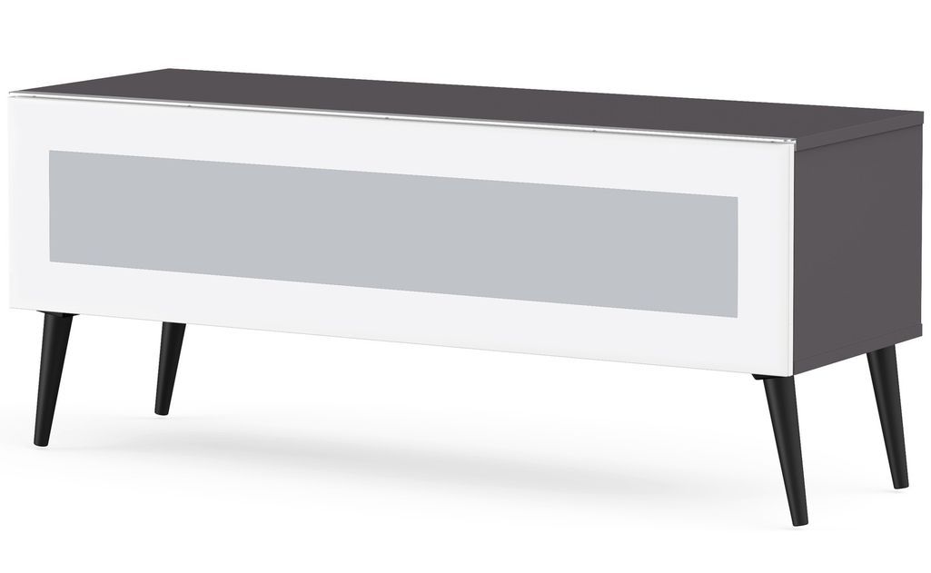Meuble TV verre infrarouge blanc et mélaminé gris Malmo 120 cm - Photo n°1
