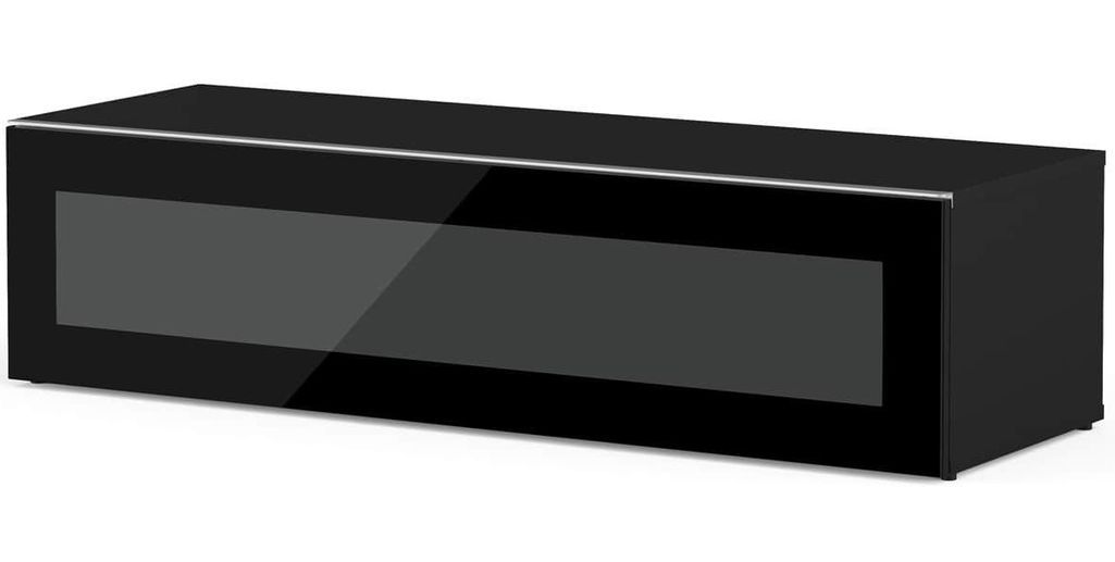 Meuble TV verre infrarouge et mélaminé noir Menphis 120 cm - Photo n°1