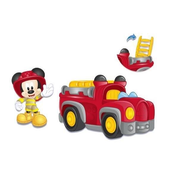Mickey, Véhicule avec 1 figurine 7,5 cm et 1 accessoire, Modele Pompier,  Jouet pour enfants des 3 ans, MCC063