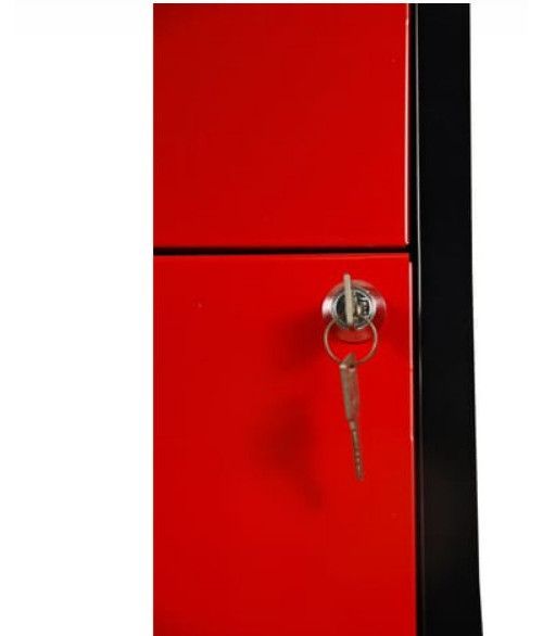 Mini servante sur roulettes 3 tiroirs métal noir et rouge Folia H 57 - Photo n°2