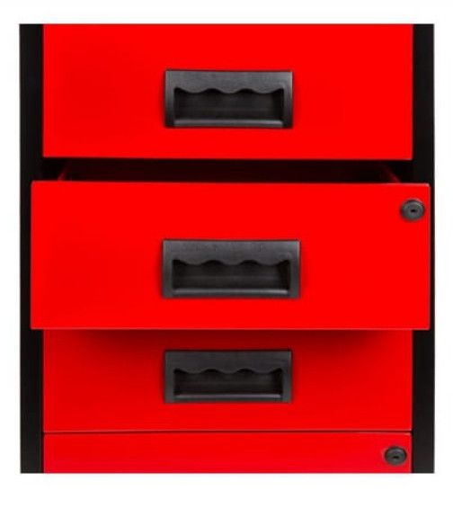 Mini servante sur roulettes 4 tiroirs métal noir et rouge Folia - Photo n°2