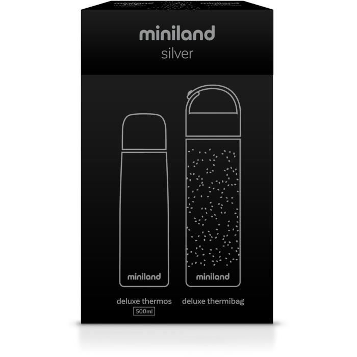 MINILAND - Deluxe thermos silver exclusif pour liquides de 500ml avec effet chromé et sac isotherme prémium, un pack de luxe - Photo n°5